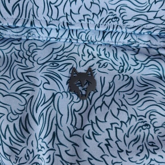 Greyson Mens Size XXL Den of Thieves Wolf Blue Short Sleeve Golf Polo Shirt - Picture 8 of 13